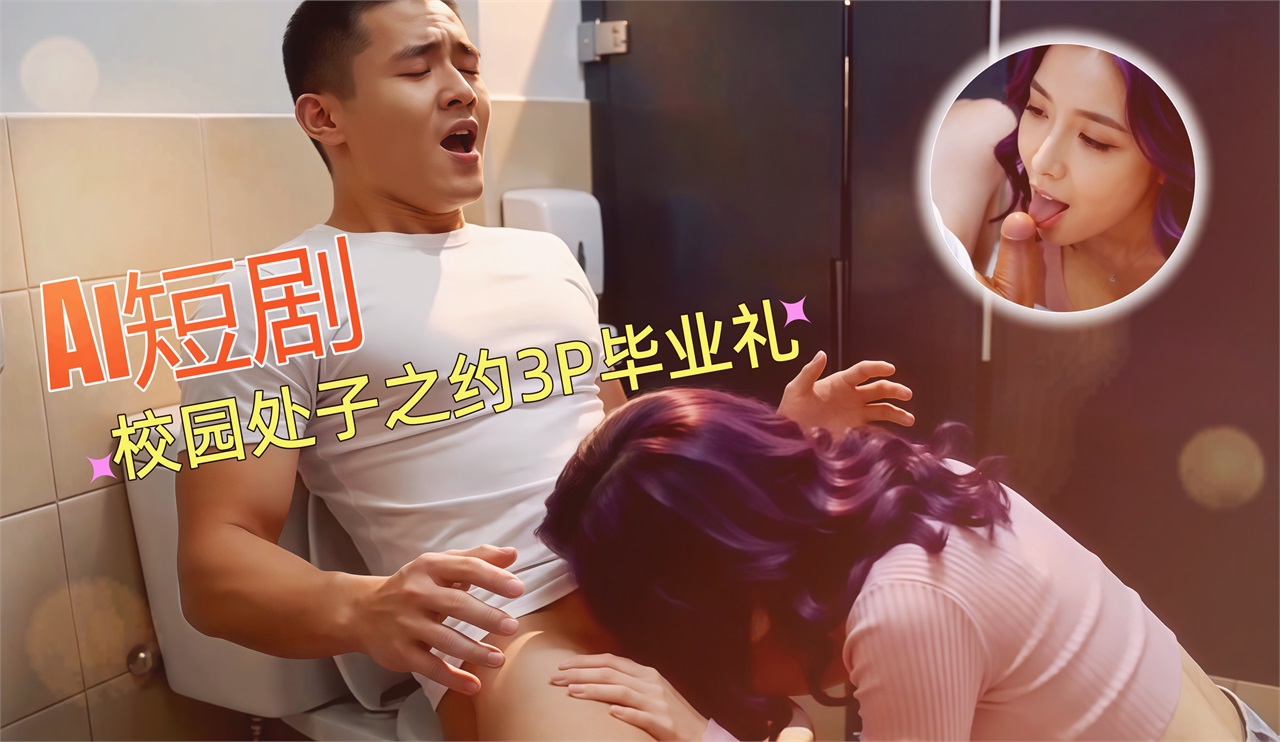 Плакат для AI短剧 校园处子之约3P毕业礼