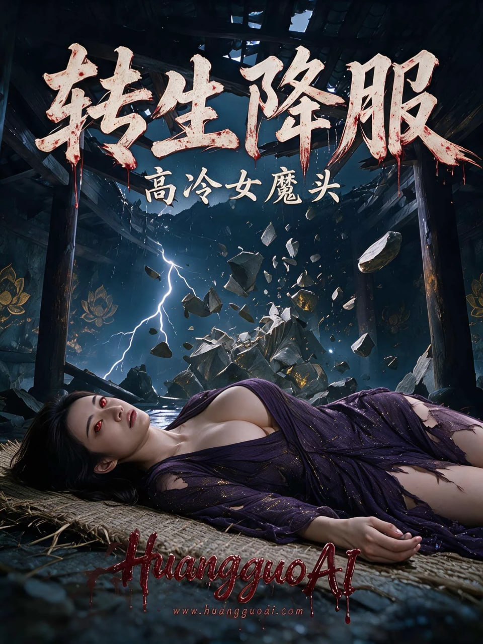 AI成人短剧 转生降服高冷女魔头 第2集 暴雨破庙中落魄男子与昏迷女魔头发生肉欲交合