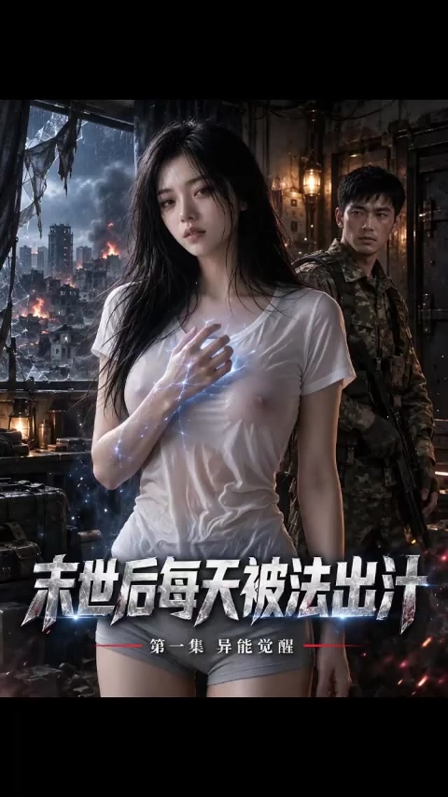 Áp phích cho AI成人短剧 末日后每天被法出汁 第1集 末世异能觉醒背景下的极限情欲拉扯