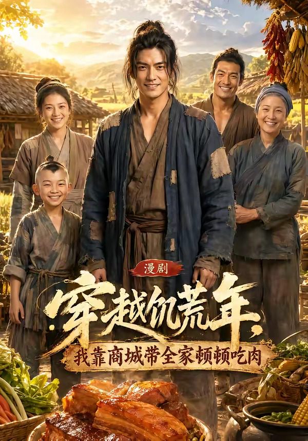Áp phích cho 穿越饥荒年，我靠商城带全家顿顿吃肉
