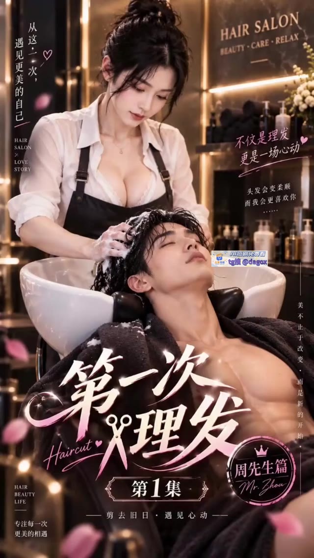 AI成人短剧 第一次理发 第1集 理发店低胸黑丝诱惑引发更衣室越界狂欢