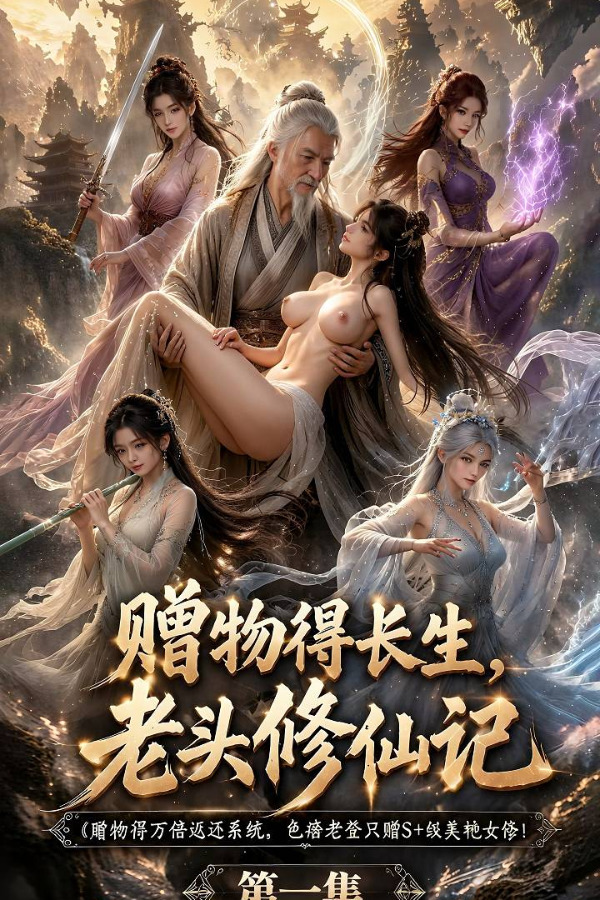 Плакат для 赠物得长生：老头修仙记【AI色情短剧】第一集